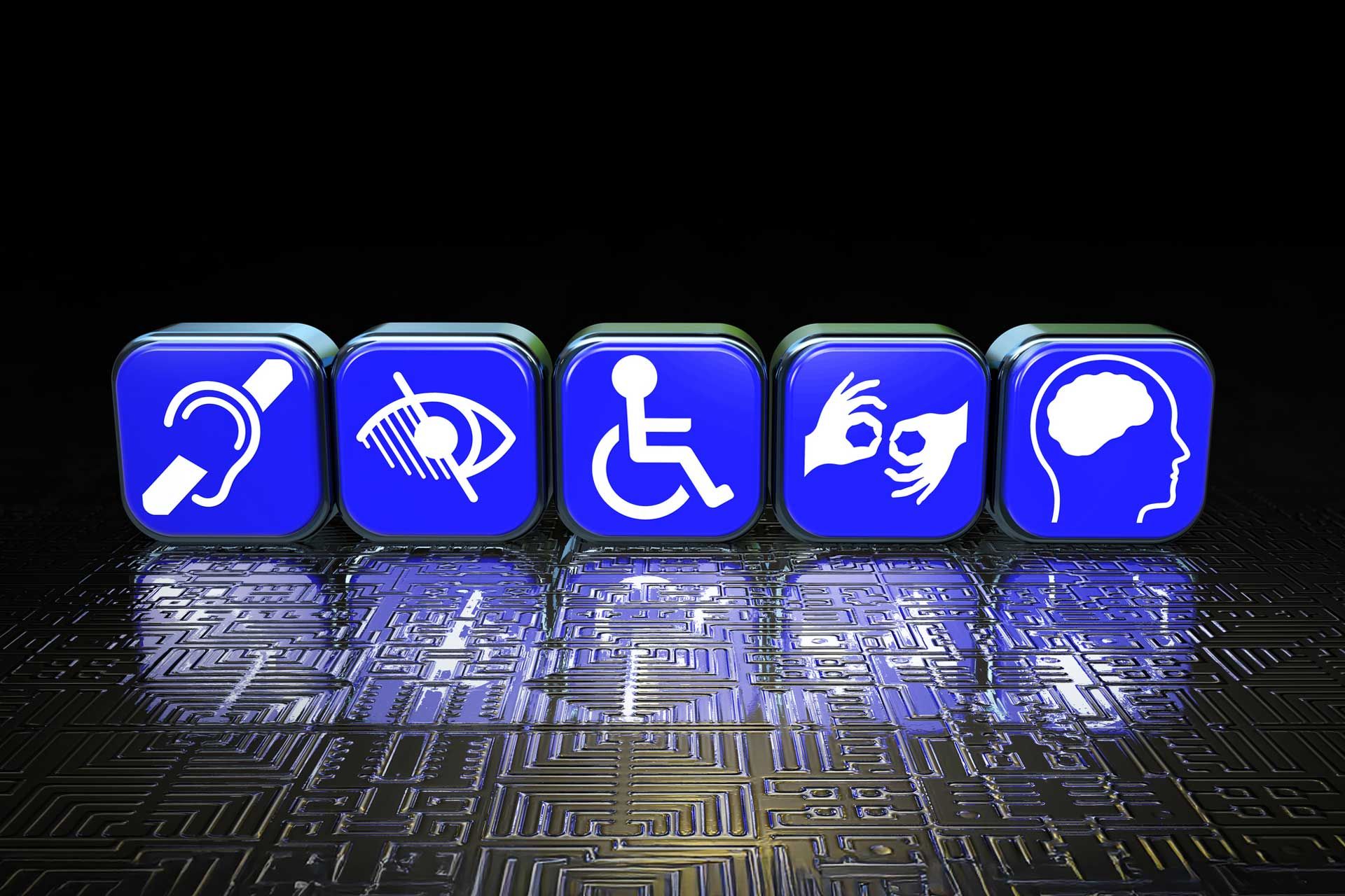 Tasten mit diversen Symbolen der Barrierefreiheit